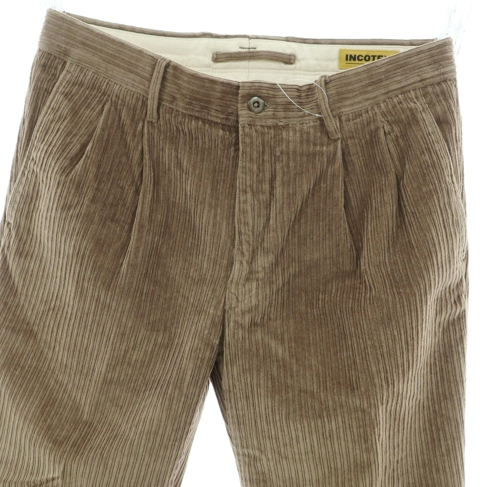 【新品】インコテックス スラックス INCOTEX SLACKS ストレッチ コットン 太畝 コーデュロイパンツ グレージュ【 33 】【 状態ランクN 】【 メンズ 】