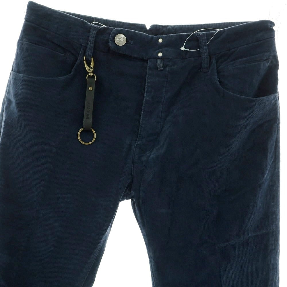 【新品】インコテックス ブルーディヴィジョン INCOTEX BLUE DIVISION TAILOR MADE 細畝コーデュロイ 5ポケットパンツ ネイビー【 33 】【 状態ランクN 】【 メンズ 】