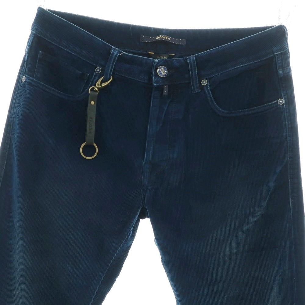 【新品アウトレット】インコテックス ブルーディヴィジョン INCOTEX BLUE DIVISION 細畝コーデュロイ 5ポケットパンツ ライトネイビー【 33 】【 状態ランクN- 】【 メンズ 】