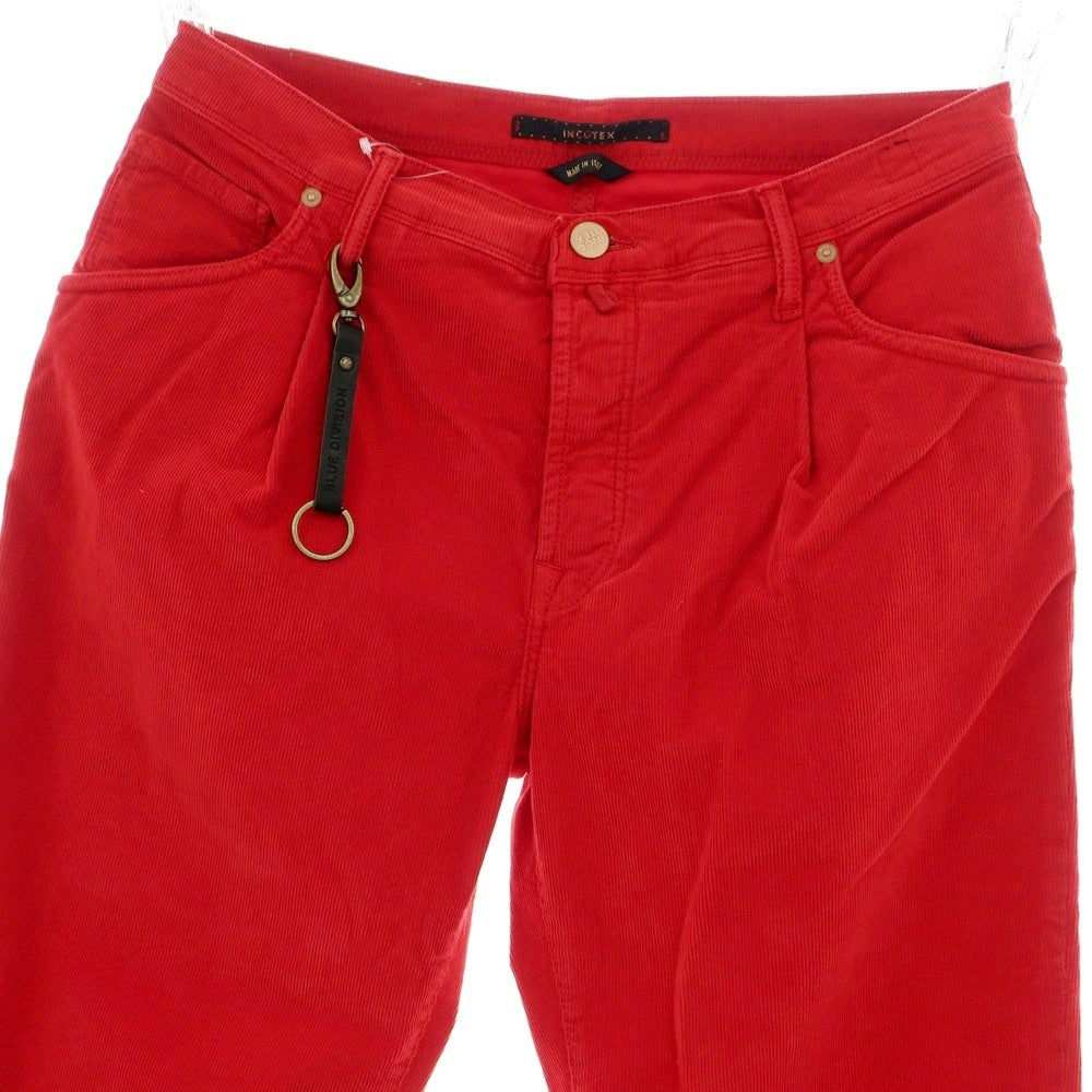 【新品アウトレット】インコテックス ブルーディヴィジョン INCOTEX BLUE DIVISION 細畝コーデュロイ 5ポケットパンツ レッド【 33 】【 状態ランクN 】【 メンズ 】