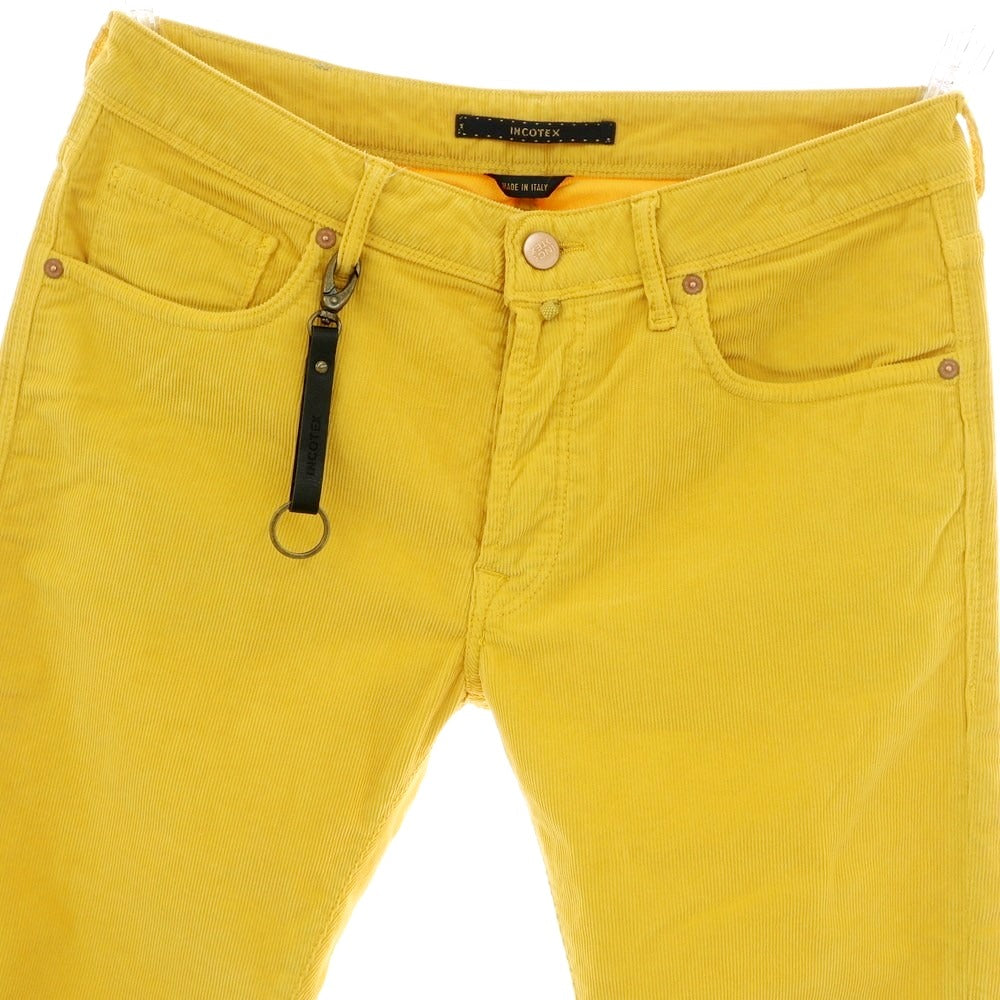 【新品アウトレット】インコテックス ブルーディヴィジョン INCOTEX BLUE DIVISION 細畝コーデュロイ 5ポケットパンツ イエロー【 33 】【 状態ランクN 】【 メンズ 】