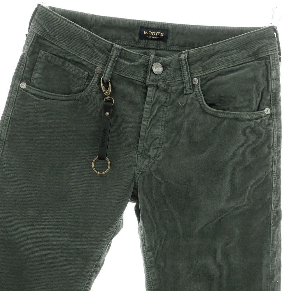 【新品アウトレット】インコテックス ブルーディヴィジョン INCOTEX BLUE DIVISION 細畝コーデュロイ 5ポケットパンツ グレイッシュグリーン【 29 】【 状態ランクN 】【 メンズ 】
