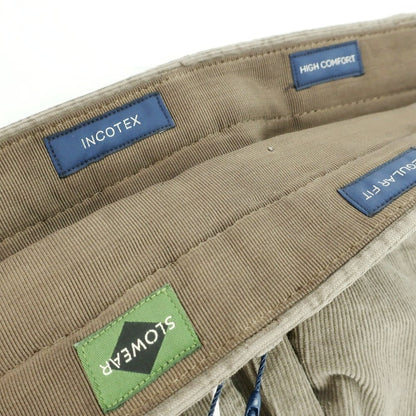 【新品】インコテックス INCOTEX 細畝コーデュロイ スラックスパンツ グレーカーキ【 48 】【 状態ランクN 】【 メンズ 】