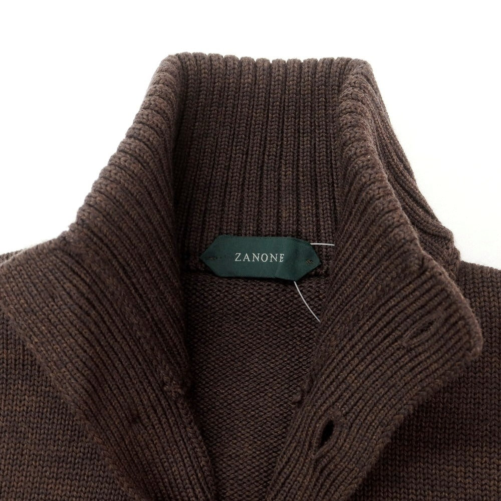 [New] ZANONE CHIOTO Kyoto mid gauge wool stand collar cardigan, melange brown [46] [Condition Rank N] [Men&
