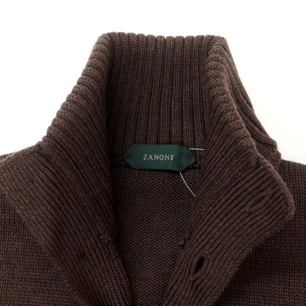 [New] ZANONE CHIOTO Kyoto mid gauge wool stand collar cardigan, melange brown [48] [Condition Rank N] [Men&