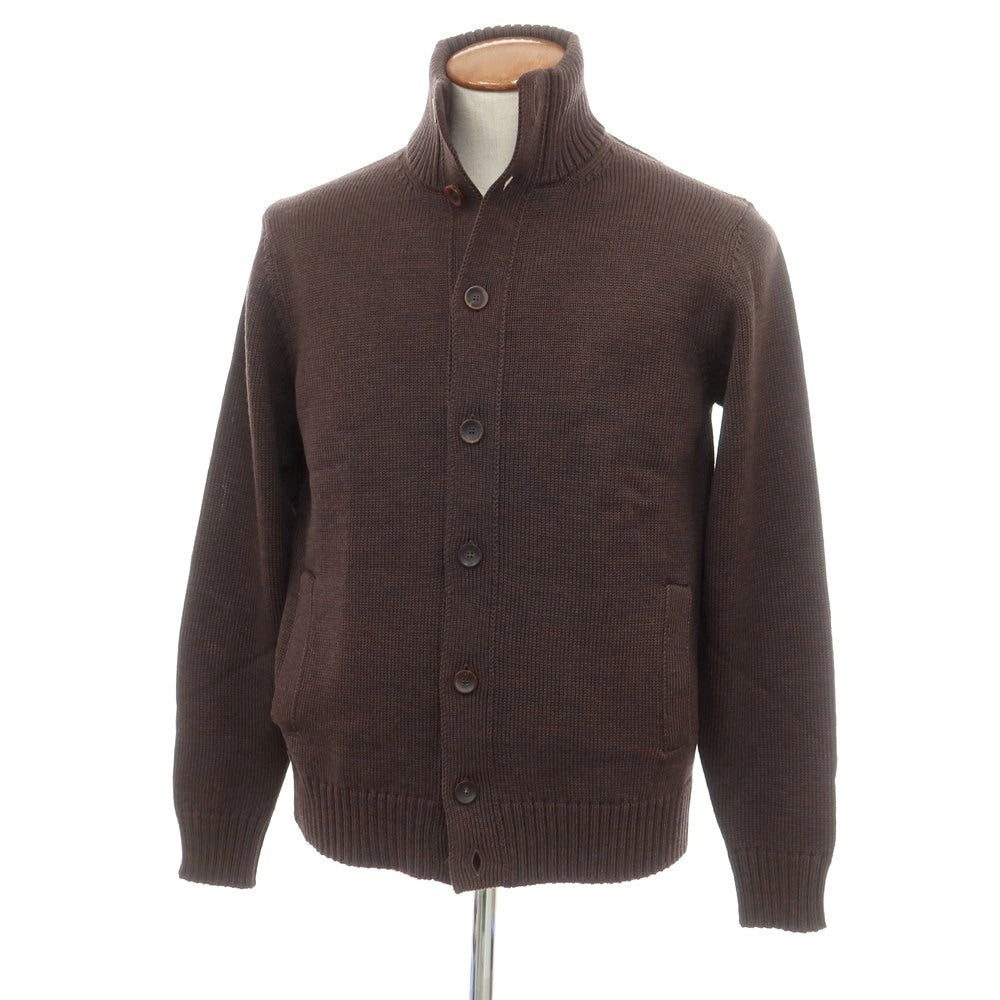 [New] ZANONE CHIOTO Kyoto mid-gauge wool stand-up collar cardigan, melange brown [50] [Condition rank N] [Men&