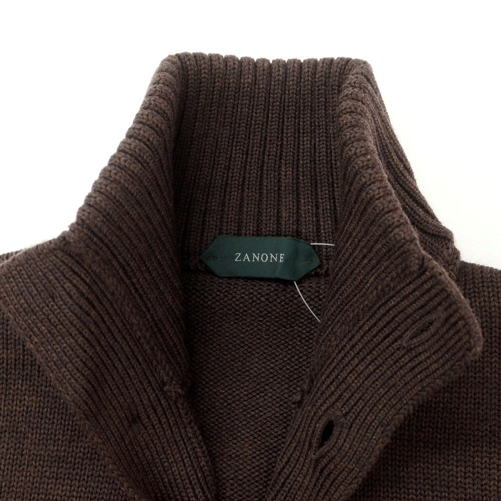[New] ZANONE CHIOTO Kyoto mid-gauge wool stand-up collar cardigan, melange brown [50] [Condition rank N] [Men&