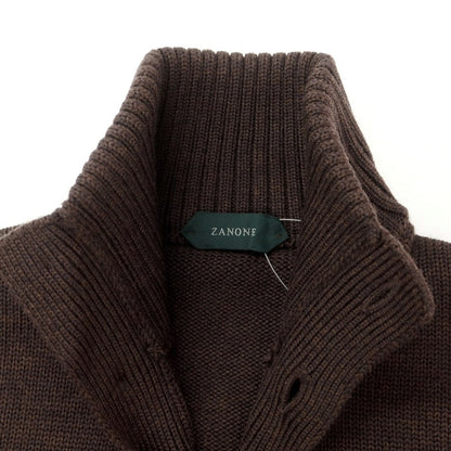 [New] ZANONE CHIOTO Kyoto mid-gauge wool stand-up collar cardigan, melange brown [50] [Condition rank N] [Men&