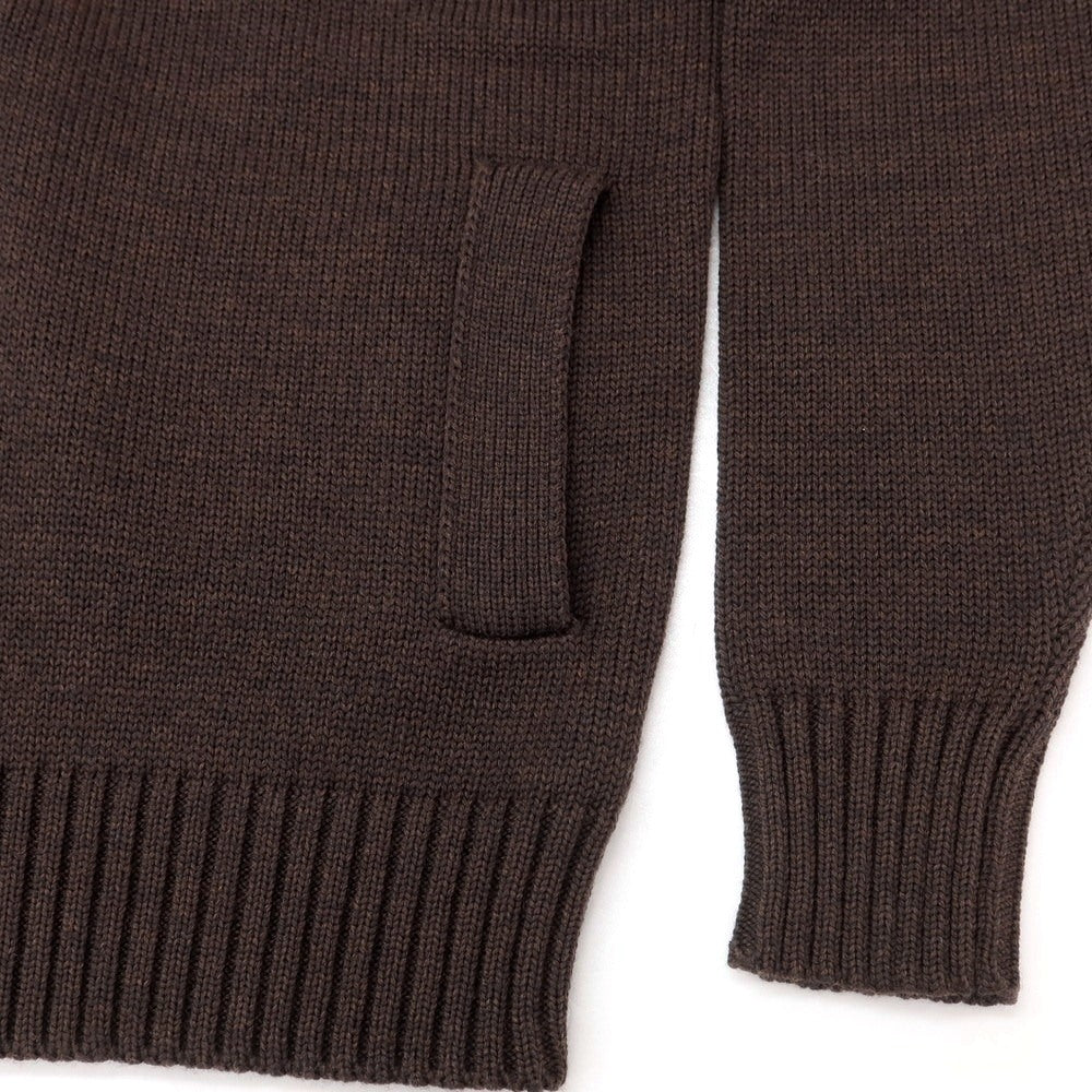 [New] ZANONE CHIOTO Kyoto mid-gauge wool stand-up collar cardigan, melange brown [50] [Condition rank N] [Men&