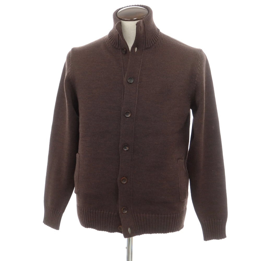 [New] ZANONE CHIOTO Kyoto mid-gauge wool stand-up collar cardigan, melange brown [52] [Condition rank N] [Men&