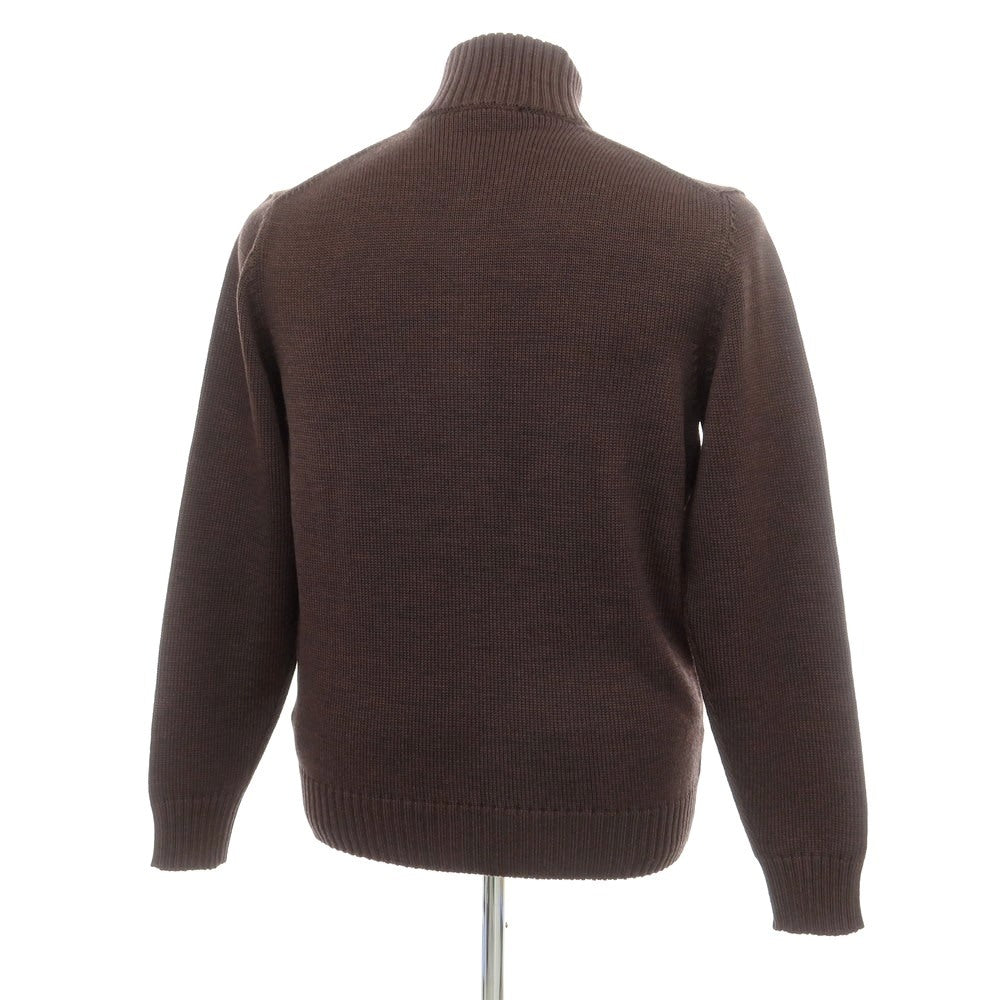 [New] ZANONE CHIOTO Kyoto mid-gauge wool stand-up collar cardigan, melange brown [52] [Condition rank N] [Men&