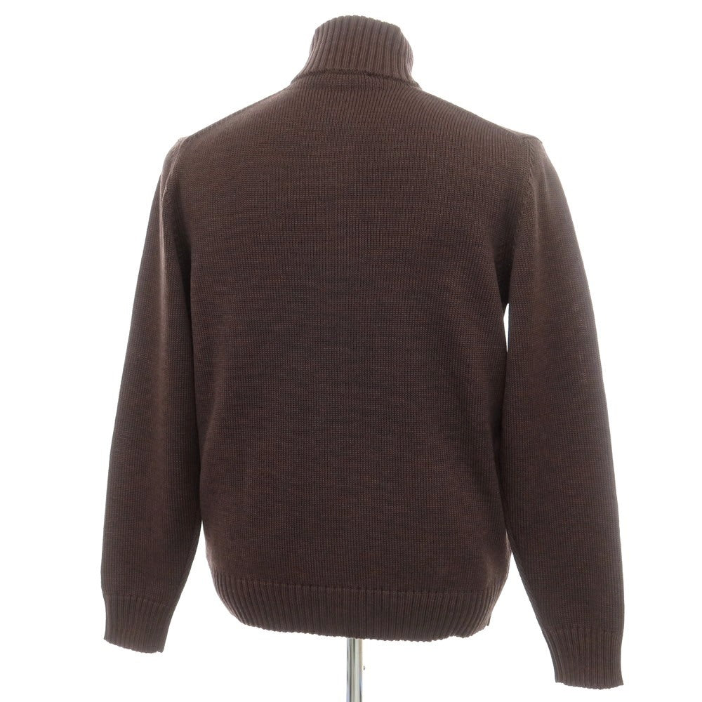 [New] ZANONE CHIOTO Kyoto mid-gauge wool stand-up collar cardigan, melange brown [54] [Condition rank N] [Men&