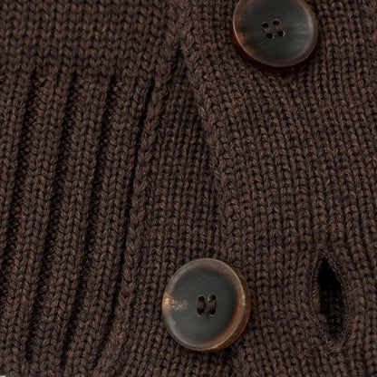 [New] ZANONE CHIOTO Kyoto mid-gauge wool stand-up collar cardigan, melange brown [54] [Condition rank N] [Men&