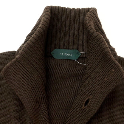 [New] ZANONE CHIOTO Kyoto mid gauge wool stand collar cardigan dark brown [48] [Condition rank N] [Men&