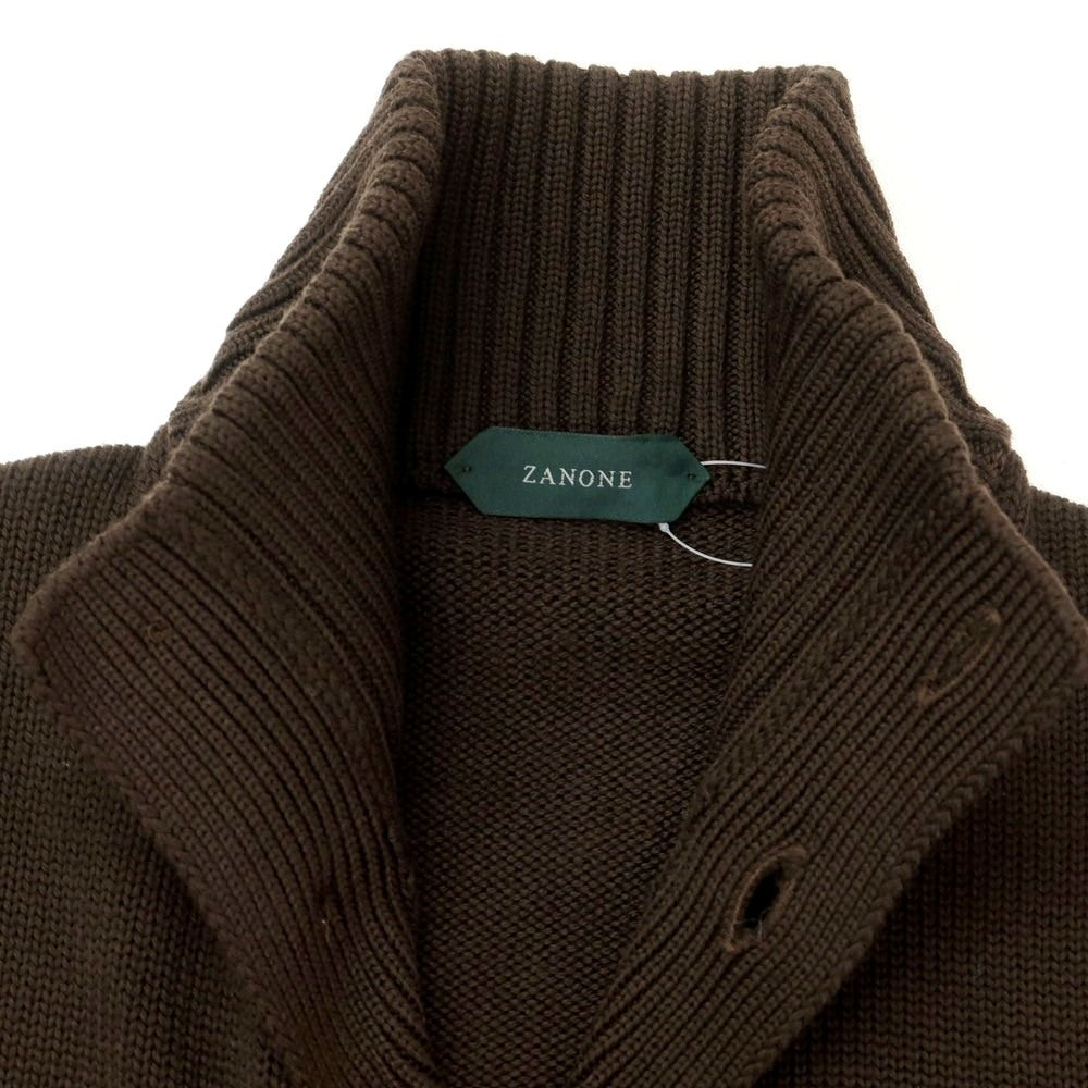 [New] ZANONE CHIOTO Kyoto mid gauge wool stand collar cardigan dark brown [50] [Condition rank N] [Men&
