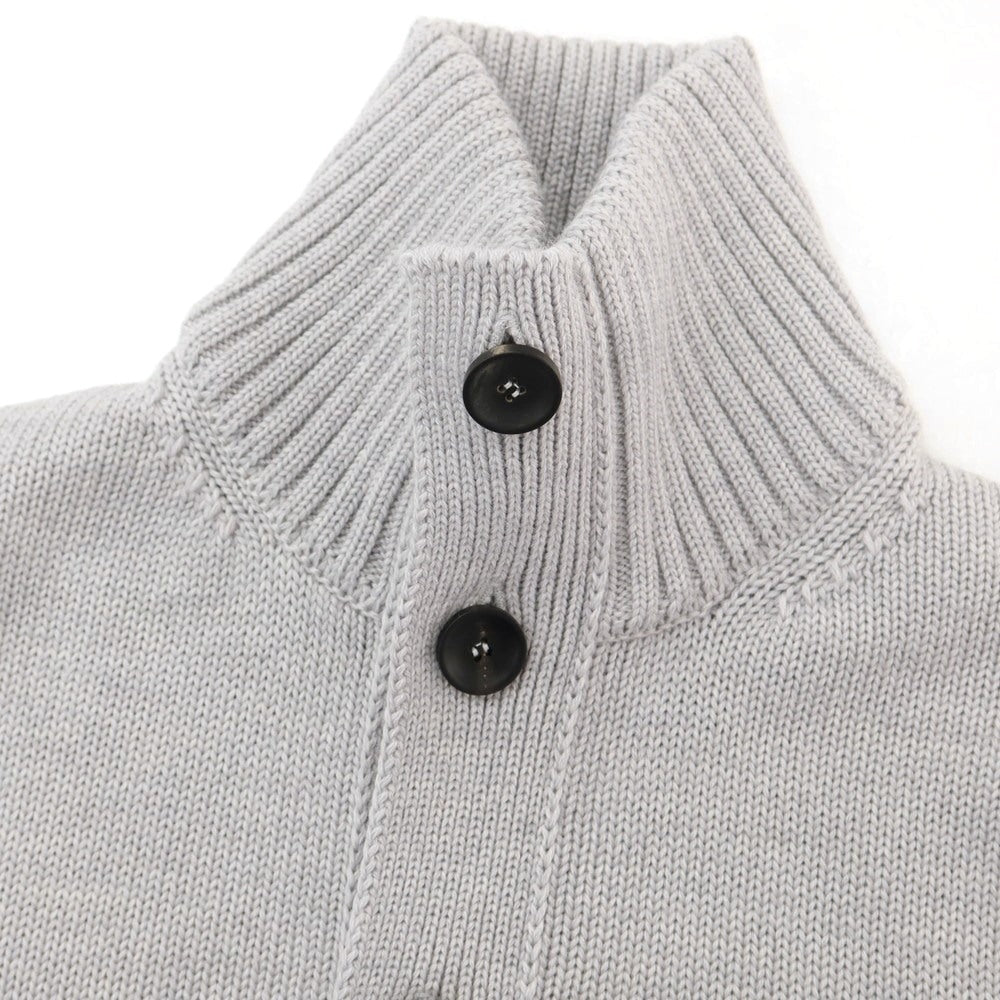 [New] ZANONE CHIOTO Kyoto mid gauge wool stand collar cardigan, light grey [54] [Condition Rank N] [Men&