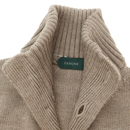 [New] ZANONE CHIOTO Kyoto Mid-gauge Wool Stand Collar Cardigan Taupe [54] [Condition Rank N] [Men&
