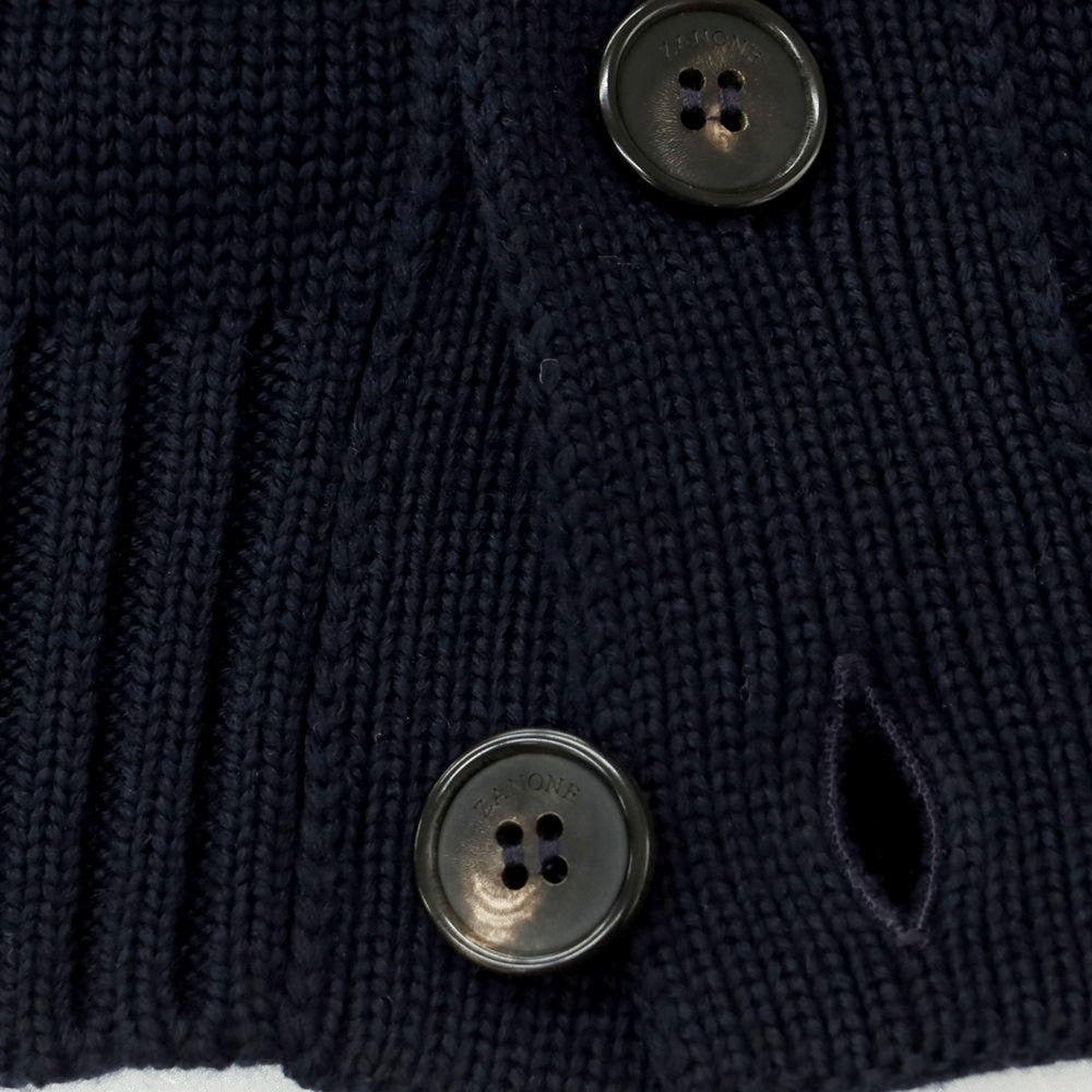 [New] ZANONE CHIOTO Kyoto mid gauge wool stand collar cardigan, navy [50] [Condition rank N] [Men&