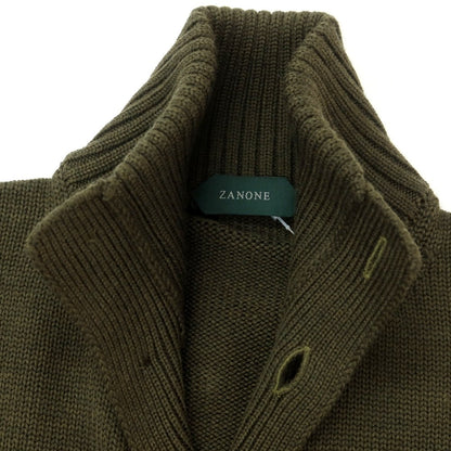 [New] ZANONE CHIOTO Kyoto mid gauge wool stand collar cardigan, dark olive [48] [Condition Rank N] [Men&