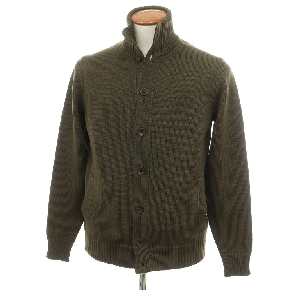 [New] ZANONE CHIOTO Kyoto mid-gauge wool stand-up collar cardigan, dark olive [50] [Condition rank N] [Men&