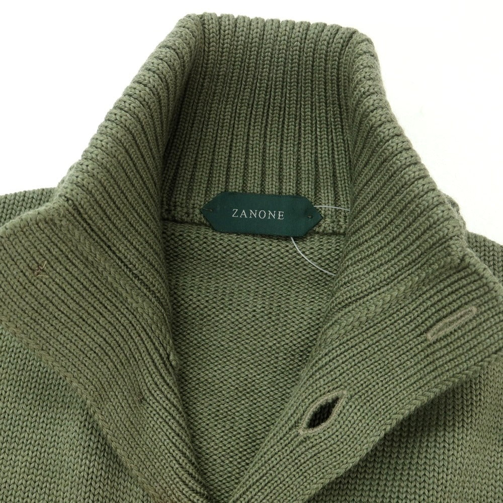 [New] ZANONE CHIOTO Kyoto mid-gauge wool stand-up collar cardigan, sage green [48] [Condition Rank N] [Men&