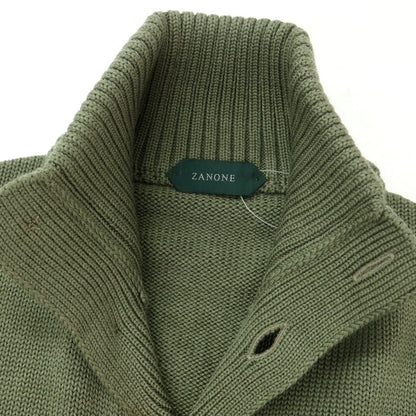 [New] ZANONE CHIOTO Kyoto mid-gauge wool stand-up collar cardigan, sage green [48] [Condition Rank N] [Men&