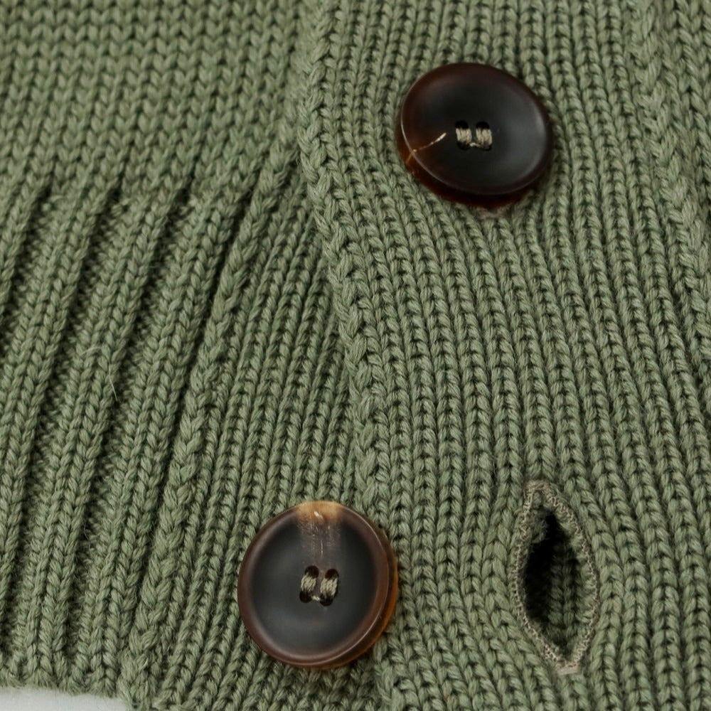 [New] ZANONE CHIOTO Kyoto mid-gauge wool stand-up collar cardigan, sage green [48] [Condition Rank N] [Men&