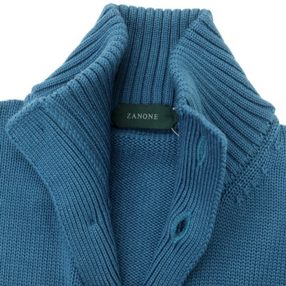 [New] ZANONE CHIOTO Kyoto mid gauge wool stand collar cardigan, blue [50] [Condition rank N] [Men&