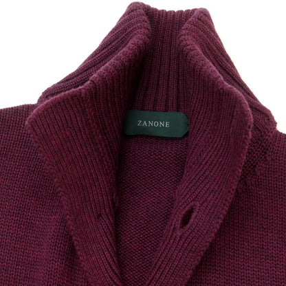 [New] ZANONE CHIOTO Kyoto mid gauge wool stand collar cardigan dark purple [46] [Condition rank N] [Men&