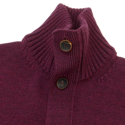 [New] ZANONE CHIOTO Kyoto mid gauge wool stand collar cardigan dark purple [46] [Condition rank N] [Men&