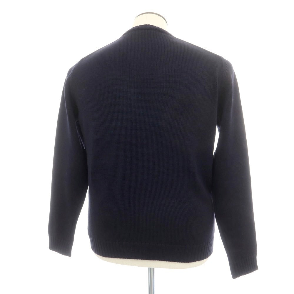 【新品】ザノーネ ZANONE ミドルゲージウール クルーネック ニット ネイビー【 52 】【 状態ランクN 】【 メンズ 】