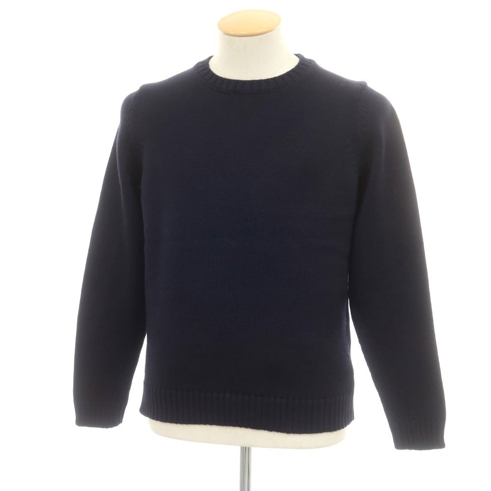 【新品】ザノーネ ZANONE ミドルゲージウール クルーネック ニット ネイビー【 46 】【 状態ランクN 】【 メンズ 】