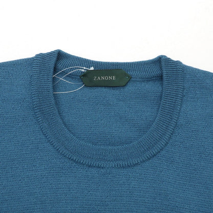 【新品】ザノーネ ZANONE ウール クルーネック プルオーバーニット ブルー【 52 】【 状態ランクN 】【 メンズ 】