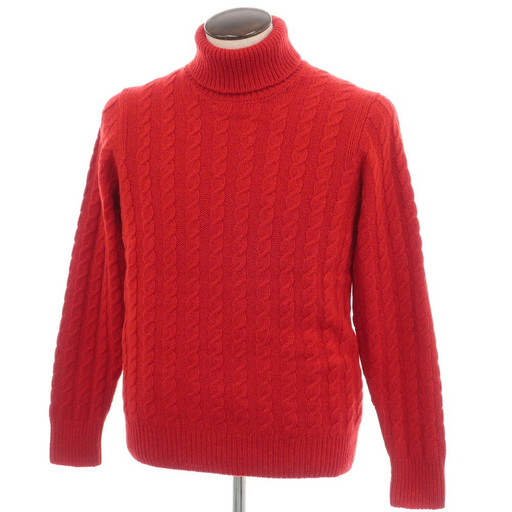 【新品】ザノーネ ZANONE ミドルゲージ ウールアルパカ ケーブル編み タートルネック  プルオーバーニット レッド【 50 】【 状態ランクN 】【 メンズ 】