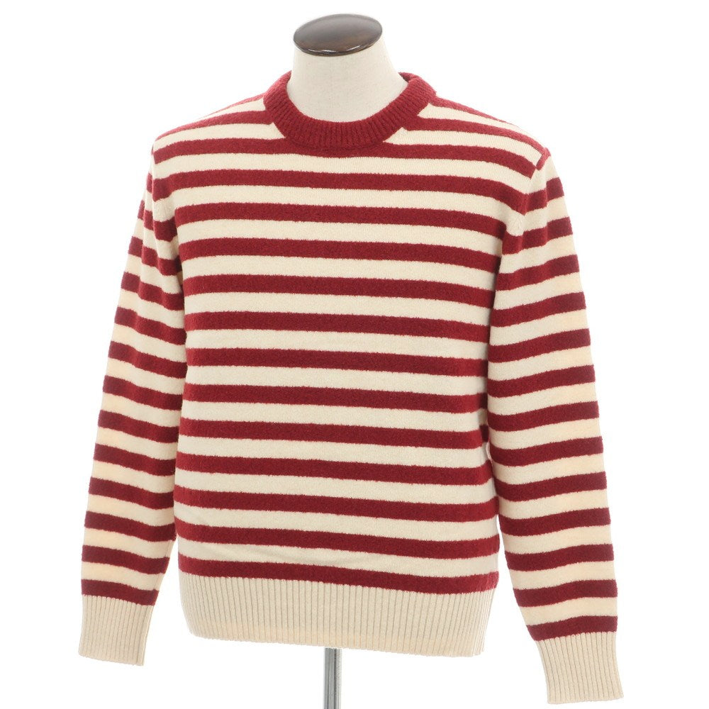 【新品】ザノーネ ZANONE ウール ボーダ プルオーバーニット レッドxアイボリー【サイズ50】【 状態ランクN 】【 メンズ 】 [EPD]