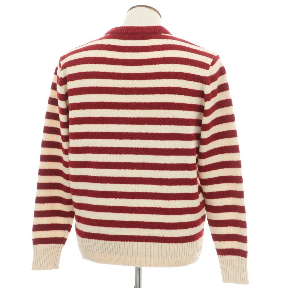 【新品】ザノーネ ZANONE ウール ボーダー クルーネック プルオーバーニット レッドxアイボリー【 50 】【 状態ランクN 】【 メンズ 】