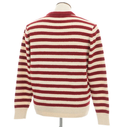 【新品】ザノーネ ZANONE ウール ボーダー クルーネック プルオーバーニット レッドxアイボリー【 50 】【 状態ランクN 】【 メンズ 】