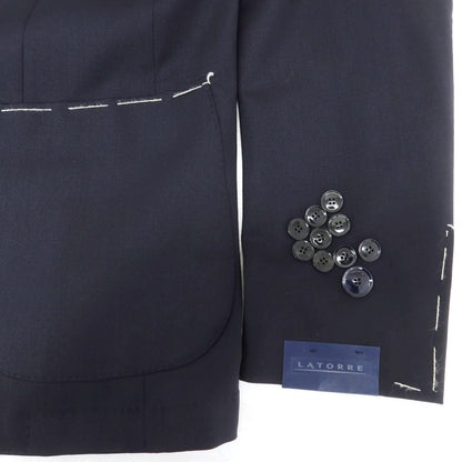 【新品】サルトリア ラトーレ SARTORIA LATORRE ストレッチウール 3つボタンスーツ ダークネイビー【 48 】【 状態ランクN 】【 メンズ 】