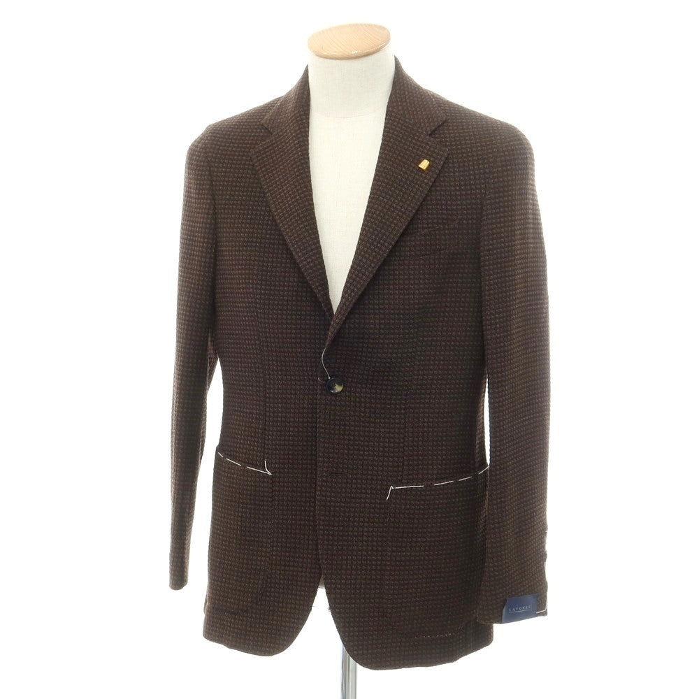 【新品】サルトリア ラトーレ SARTORIA LATORRE ウールジャージー テーラードジャケット ブラウンxブラック【サイズ44】【 状態ランクN 】【 メンズ 】[EPD]