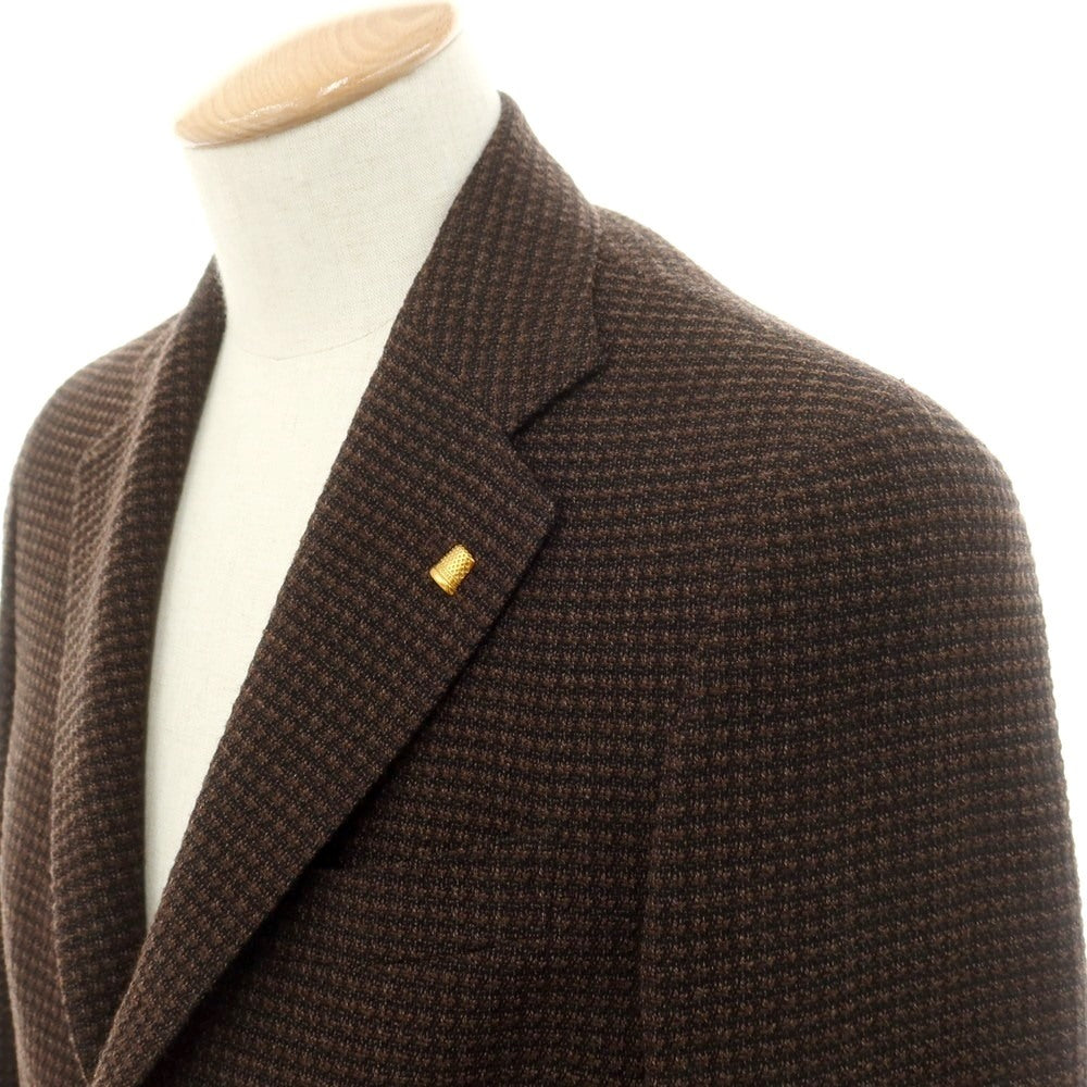 【新品】サルトリア ラトーレ SARTORIA LATORRE ウールジャージー テーラードジャケット ブラウンxブラック【サイズ44】【 状態ランクN 】【 メンズ 】[EPD]