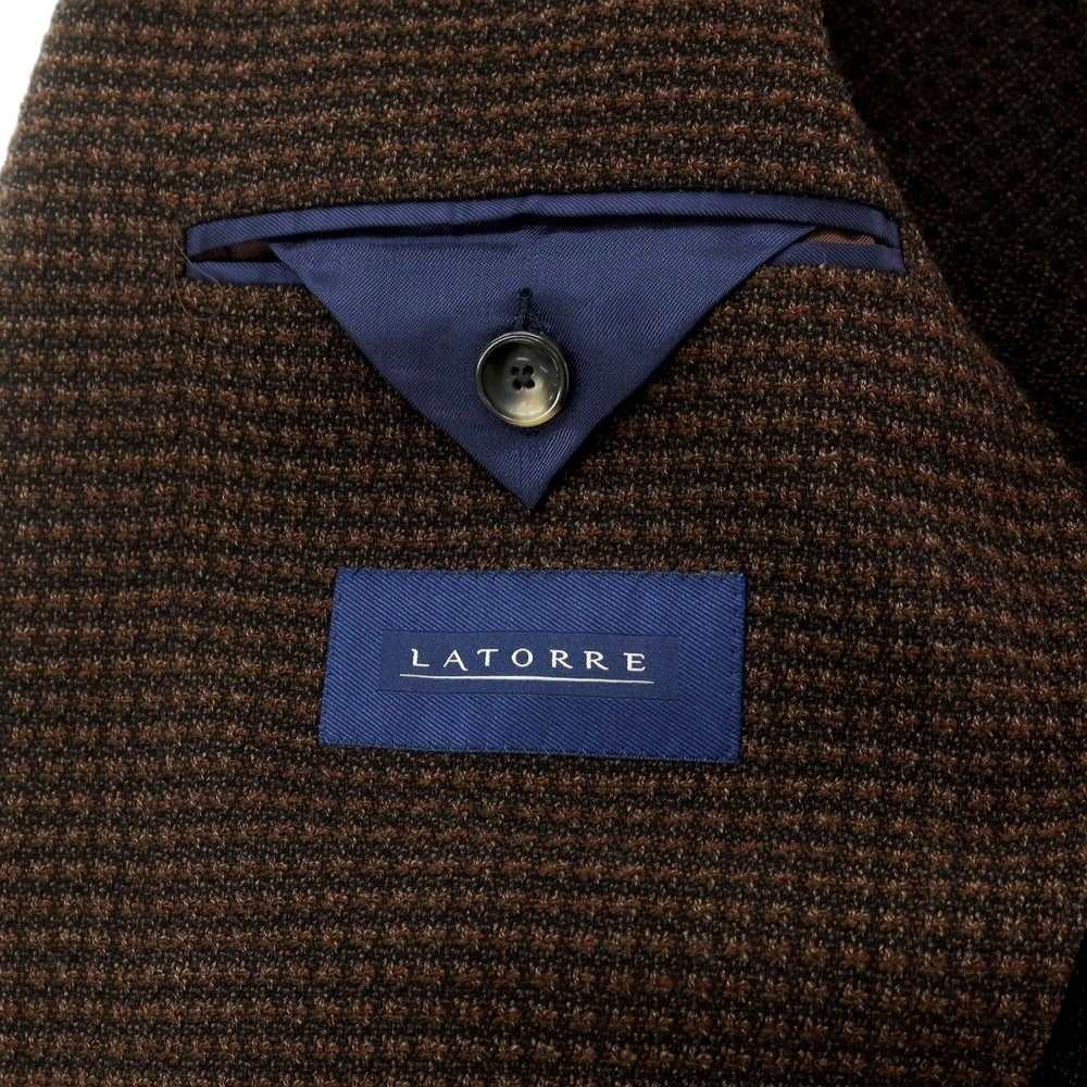 【新品】サルトリア ラトーレ SARTORIA LATORRE ウールジャージー テーラードジャケット ブラウンxブラック【サイズ44】【 状態ランクN 】【 メンズ 】[EPD]