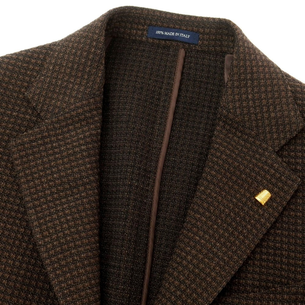 【新品】サルトリア ラトーレ SARTORIA LATORRE ウールジャージー テーラードジャケット ブラウンxブラック【サイズ44】【 状態ランクN 】【 メンズ 】[EPD]
