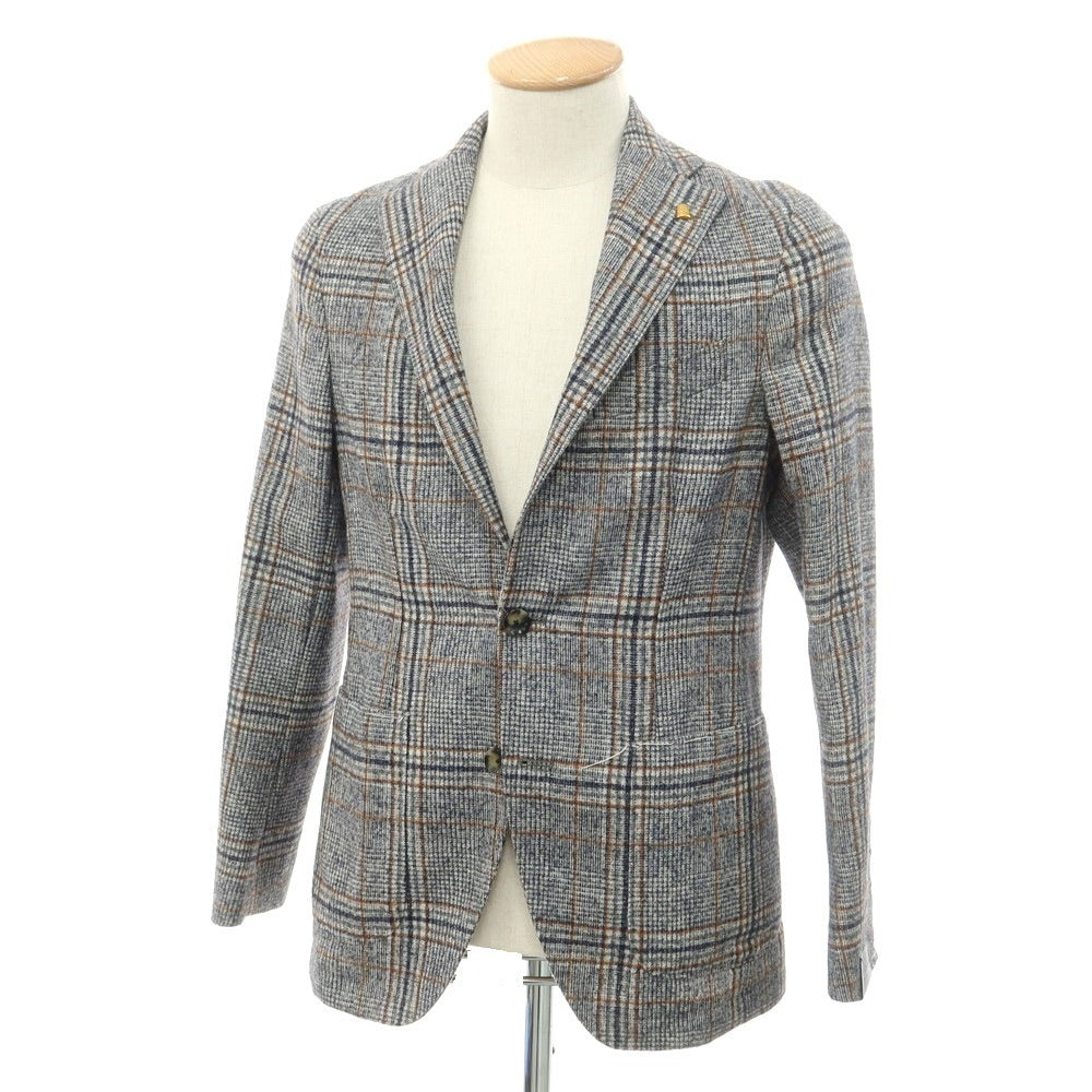 【新品】サルトリア ラトーレ SARTORIA LATORRE ウールアルパカ チェック テーラードジャケット ネイビーxホワイト【 44 】【 状態ランクN 】【 メンズ 】[EPD]
