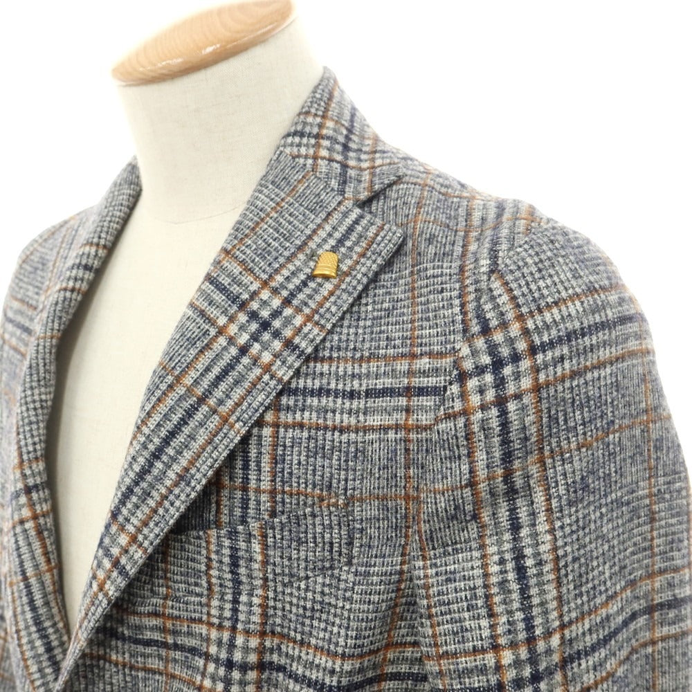 【新品】サルトリア ラトーレ SARTORIA LATORRE ウールアルパカ チェック テーラードジャケット ネイビーxホワイト【 44 】【 状態ランクN 】【 メンズ 】[EPD]