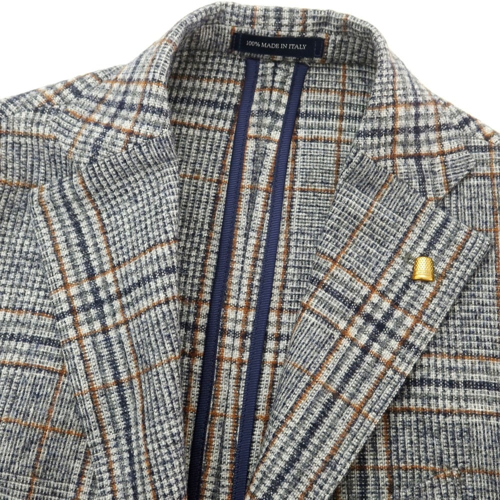 【新品】サルトリア ラトーレ SARTORIA LATORRE ウールアルパカ チェック テーラードジャケット ネイビーxホワイト【 44 】【 状態ランクN 】【 メンズ 】[EPD]