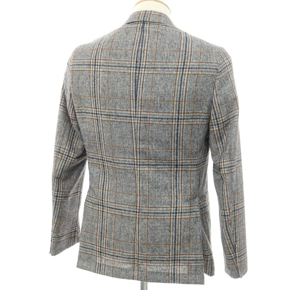 【新品】サルトリア ラトーレ SARTORIA LATORRE ウールアルパカ チェック テーラードジャケット ネイビーxホワイト【サイズ44】【 状態ランクN 】【 メンズ 】[EPD]