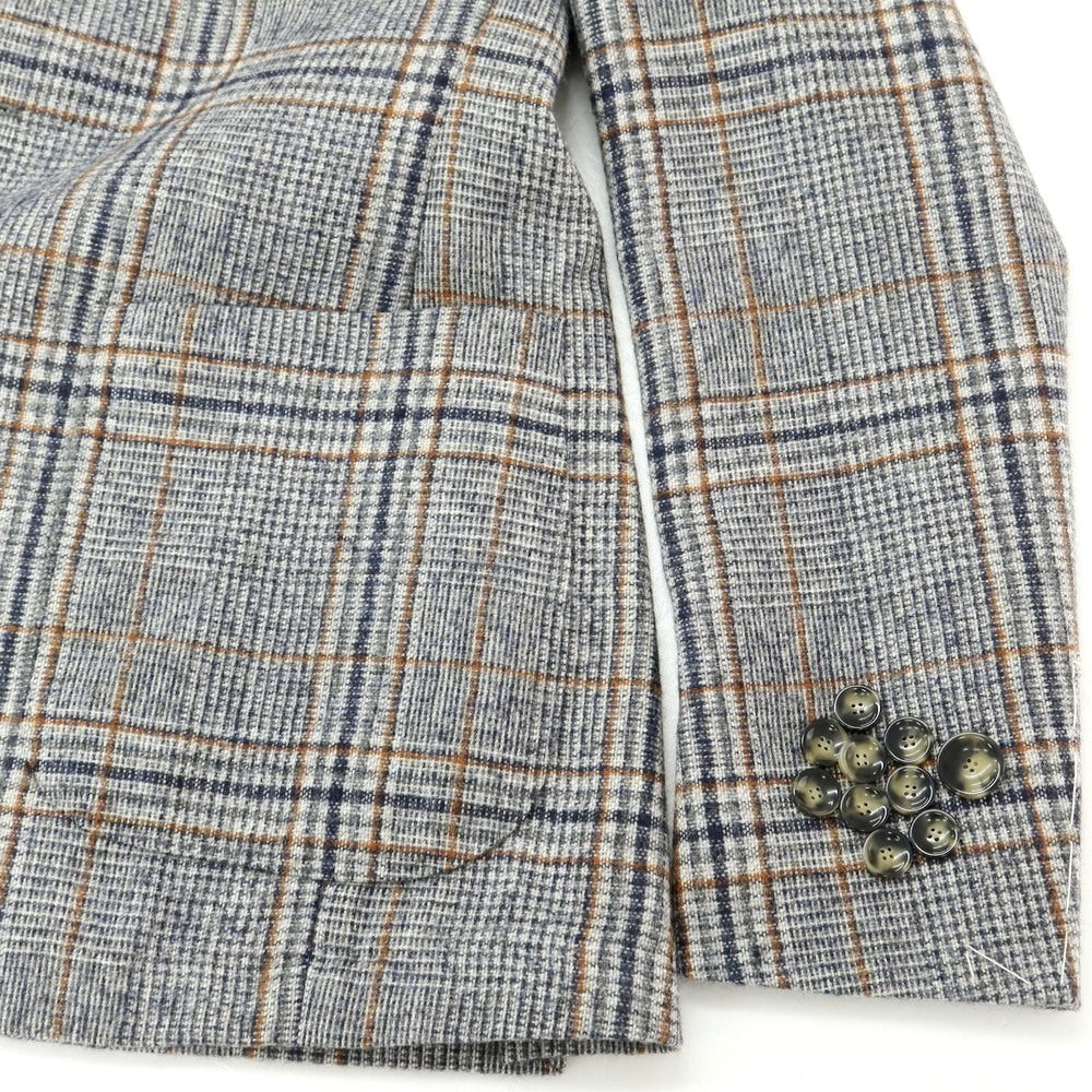 【新品】サルトリア ラトーレ SARTORIA LATORRE ウールアルパカ チェック テーラードジャケット ネイビーxホワイト【サイズ44】【 状態ランクN 】【 メンズ 】[EPD]
