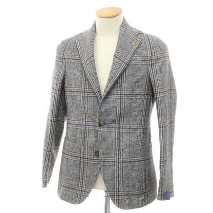 [New] SARTORIA LATORRE wool alpaca check tailored jacket, navy x white [44] [Condition rank N] [Men&