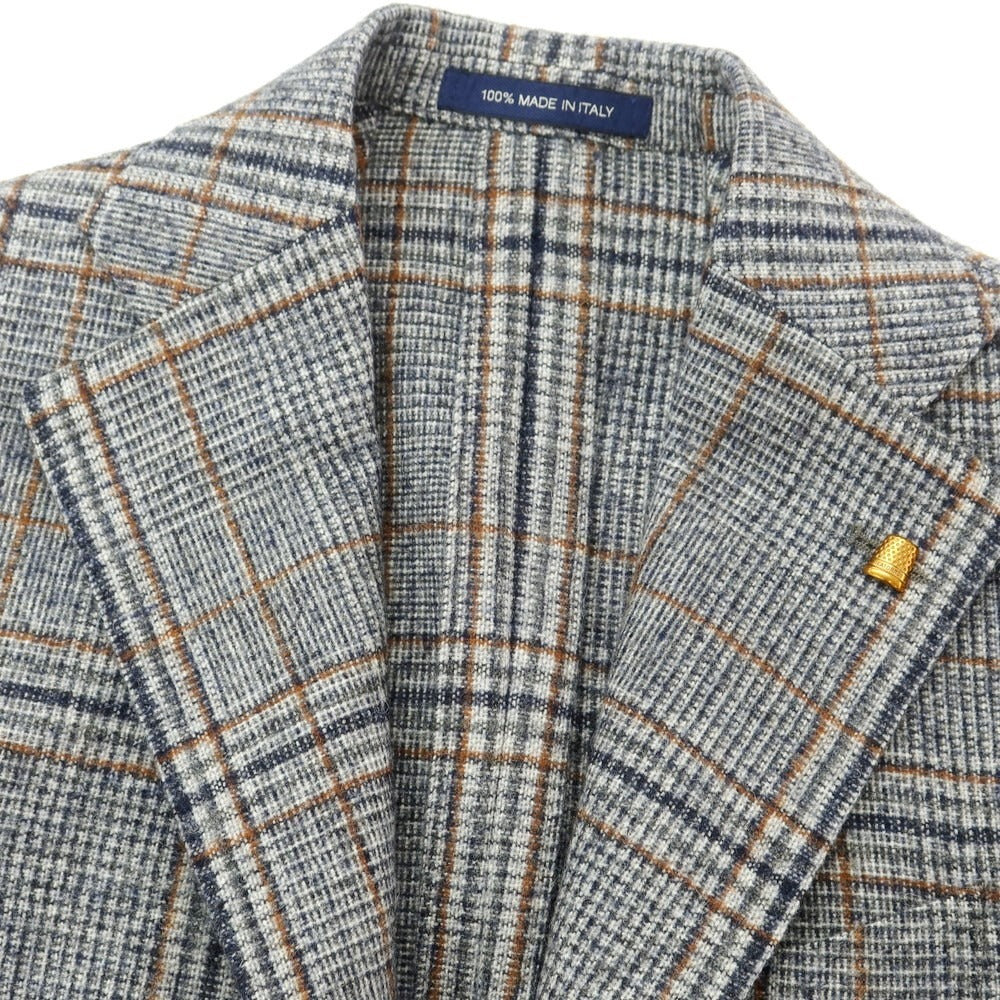 【新品】サルトリア ラトーレ SARTORIA LATORRE ウールアルパカ チェック テーラードジャケット ネイビーxホワイト【サイズ44】【 状態ランクN 】【 メンズ 】[EPD]