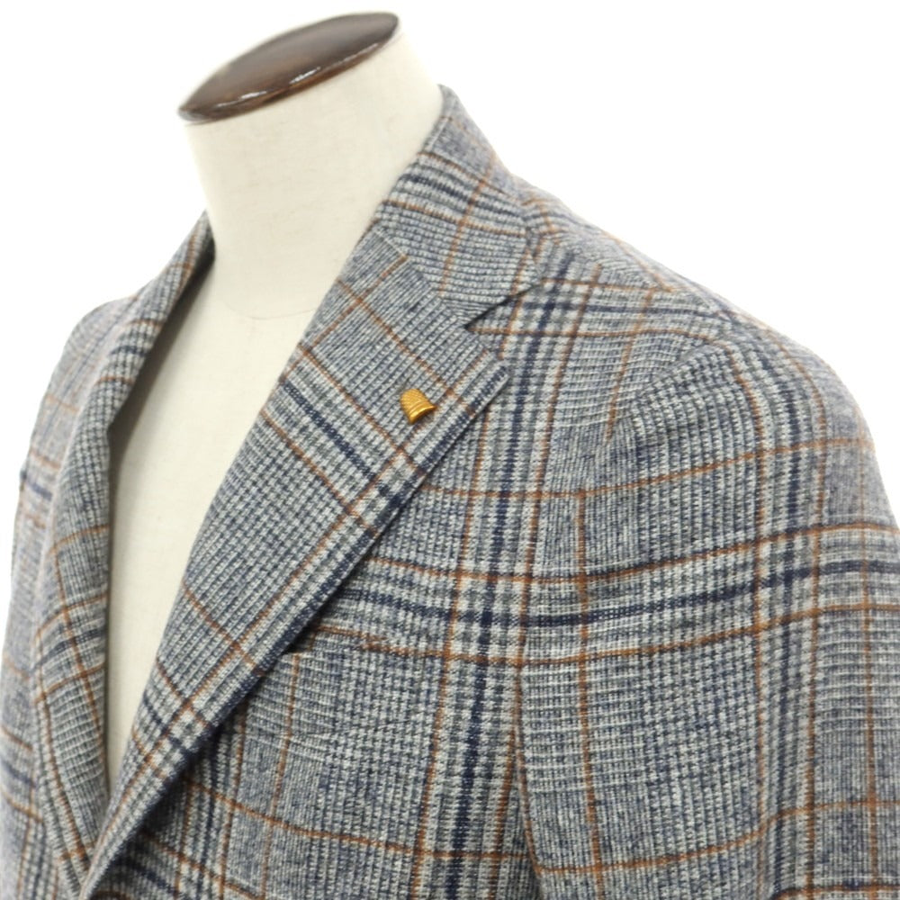 【新品】サルトリア ラトーレ SARTORIA LATORRE ウールアルパカ チェック テーラードジャケット ネイビーxホワイト【 48 】【 状態ランクN 】【 メンズ 】